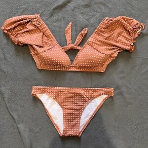 Polka Dot Brown Bikini Set